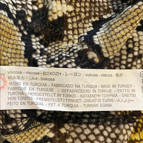 ZARA SNAKESKIN ANIMAL PRINT LONG SLEEVE BELTED BLACK BROWN YELLOW DRESS SZ XS - Picture 16 of 16